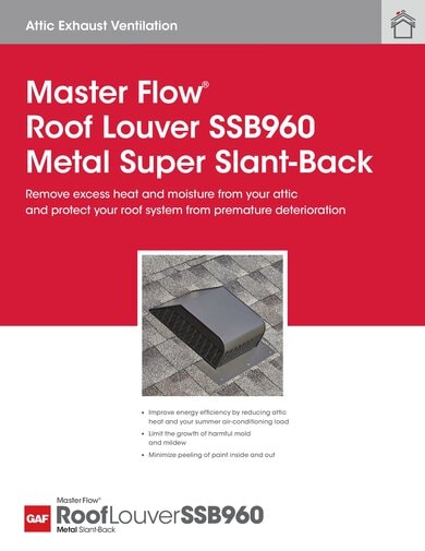 Master Flow Roof Louver SSB960 Metal Super Slant-Back Data Sheet - RESMF173
