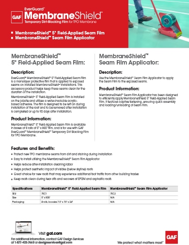 MembraneShield™ Seam Film and Applicator Data Sheet - COMEG463