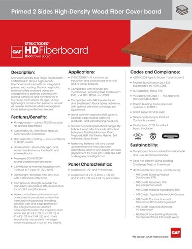 STRUCTODEK HD Fiberboard Data Sheet - COMGT495