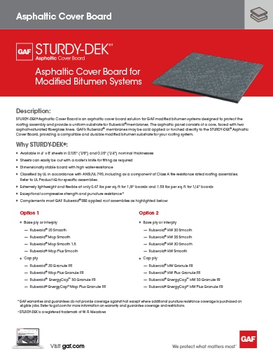 Sturdy-Dek Asphaltic Cover Board Sell Sheet - COMGT516