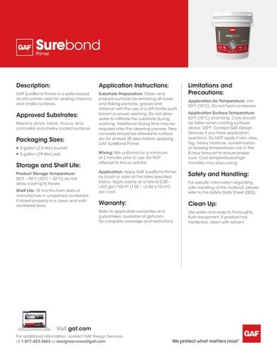 GAF SureBond Primer Data Sheet - COMCO738