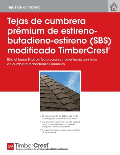 TimberCrest Premium SBS-Modified Ridge Cap Shingles Sell Sheet SPANISH - RESHR205S