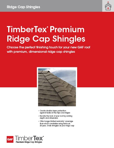 TimberTex Premium Ridge Cap Shingles Sell Sheet - RESHR102