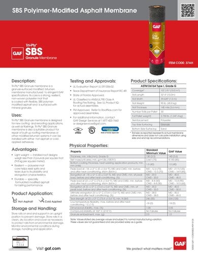 Tri-Ply SBS Granule Membrane Data Sheet - COMAS022