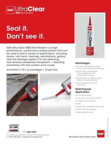GAF UltraClear Thermoplastic Roof Sealant Sell Sheet - COMCO307