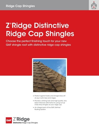 Z Ridge Distinctive Ridge Cap Shingles Sell Sheet - RESHR111