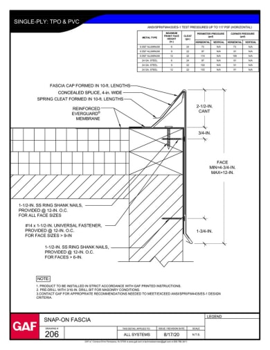 Single-Ply Snap-on Fascia Detail - 206