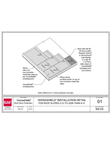 Detail - 01-SS-VS VersaShield® Installation (roof slopes 2:12 to less than 4:12)