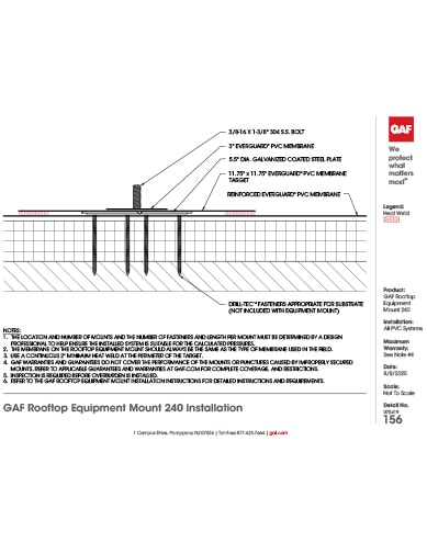 GAF Rooftop Equipment Mount 240 Installation Detail - 075419-156