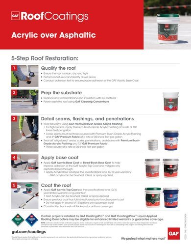 Acrylic Asphaltic Restoration 5-Step Info-Sheet - COMCO603