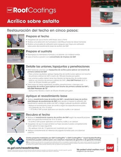 Acrylic Asphaltic Restoration 5-Step Info-Sheet SPANISH - COMCO603S
