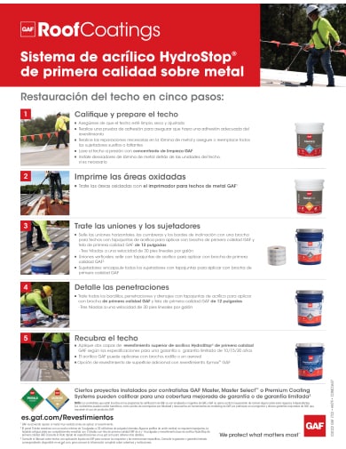 Acrylic over Metal Restoration 5-Step Info Sheet SPANISH - COMCO607S