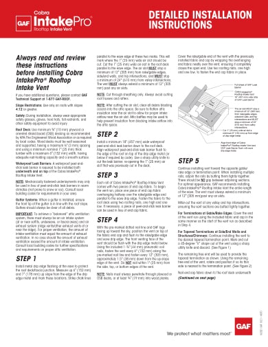 Cobra IntakePro Installation Instructions TRILINGUAL
