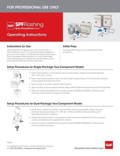 GAF SPF Flashing Foam Installation Instructions COMGT513