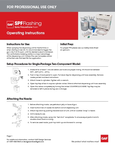 GAF SPF Flashing Foam Installation Instructions COMGT513
