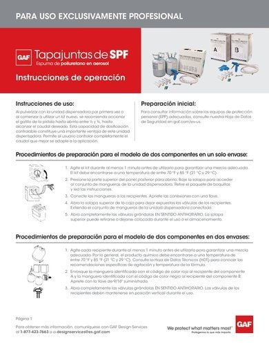 GAF SPF Flashing Foam Installation Instructions SPANISH - COMGT513S