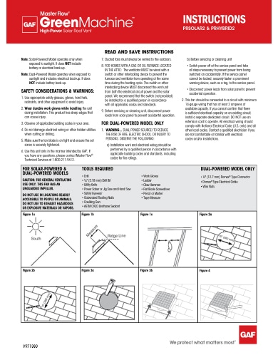 Master Flow GreenMachine High-Power Solar Roof Vent Installation Instructions TRILINGUAL - RESMF320