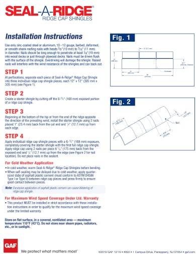 Installation Instructions - Seal-A-Ridge Ridge Cap Shingles (Trilingual)