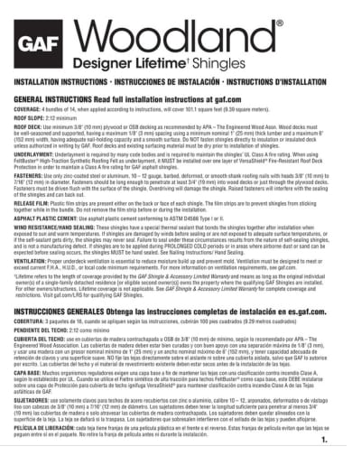 Woodland Shingles Installation Instructions