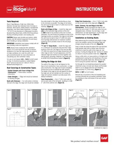Master Flow Aluminum Ridge Vent Installation Instructions TRILINGUAL RESMF400 (7-23)