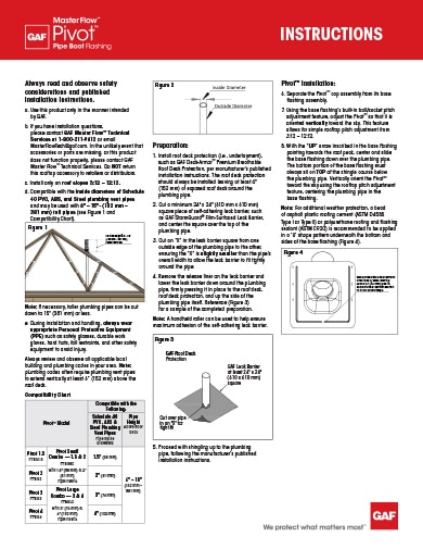 Master Flow Pivot Pipe Boot Flashing Installation Instructions TRILINGUAL - RESMF336