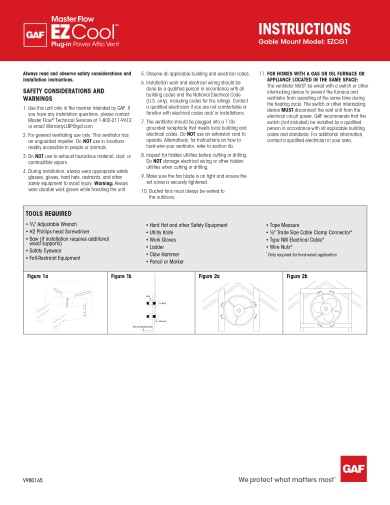 Master Flow EZ Cool Plug & Play Gable Mount Vent Installation Instructions TRILANGUAL - RESMF331