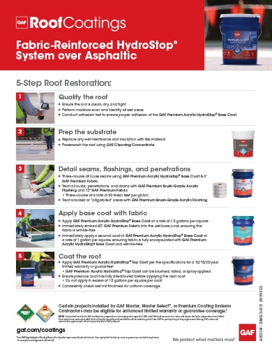 Premium Acrylic Asphaltic Restoration 5-Step Info-Sheet - COMCO626