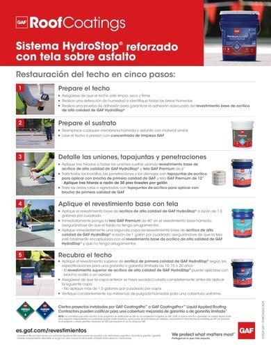 Premium Acrylic Asphaltic Restoration 5-Step Info-Sheet SPANISH - COMCO626s