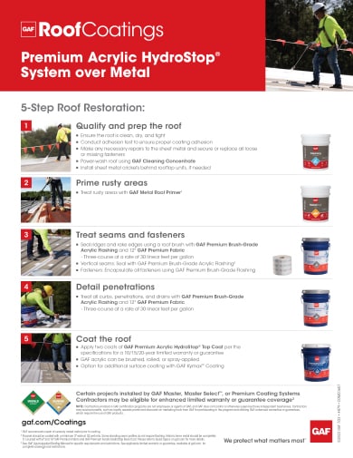 Premium Acrylic HydroStop System over Metal Restoration 5-Step Info-Sheet - COMCO607
