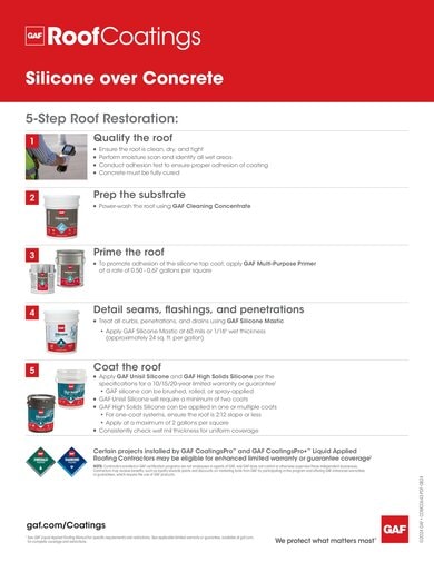 Silicone over Concrete Restoration 5-Step Info Sheet - COMCO643