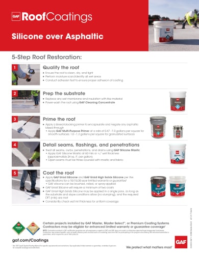 Silicone over Asphaltic Restoration 5-Step Info Sheet - COMCO606
