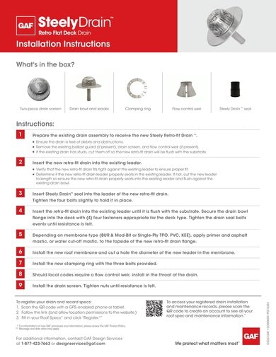 Steely Drain Installation Instructions - COMGN907