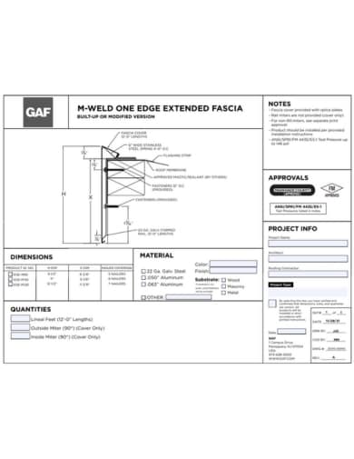 M‑Weld One Edge Extended Fascia Order Specs