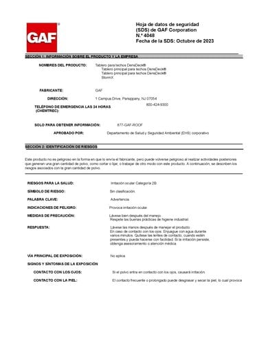 DensDeck Spanish SDS - 4048
