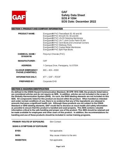 EverGuard PVC SDS - 1094