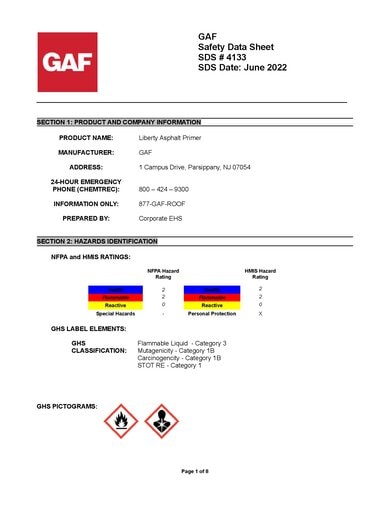 LIBERTY™ Asphalt Primer SDS - 4133