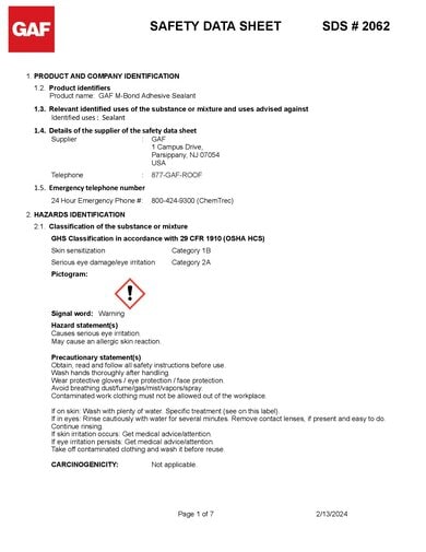 M-Bond™ Adhesive/Sealer SDS - 2062