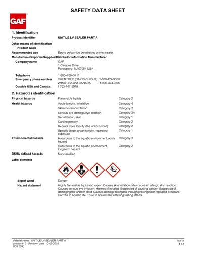 GAF Bonding Primer Part A SDS - 3092
