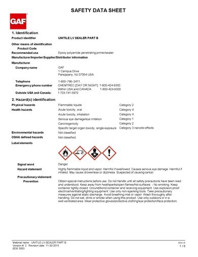 GAF Bonding Primer Part B SDS - 3093
