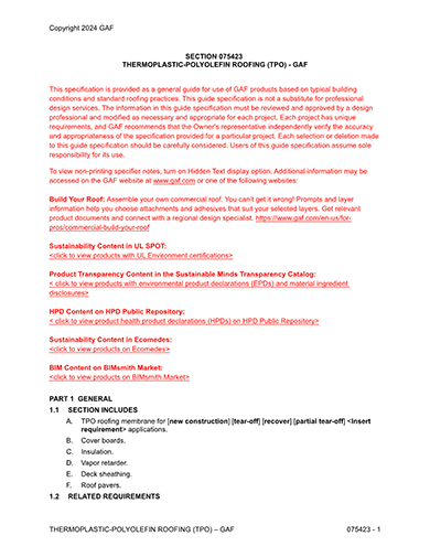 EverGuard TPO Self Adhered Systems Specification