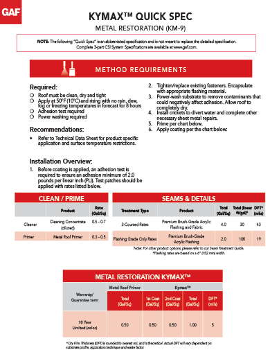 Kymax Metal Restoration Spec