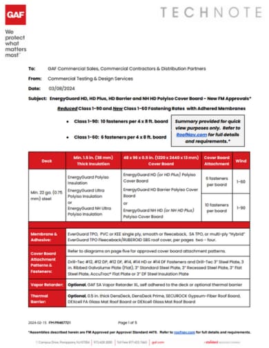 HD Polyiso 1-90 and 1-60 Attachments Tech Note