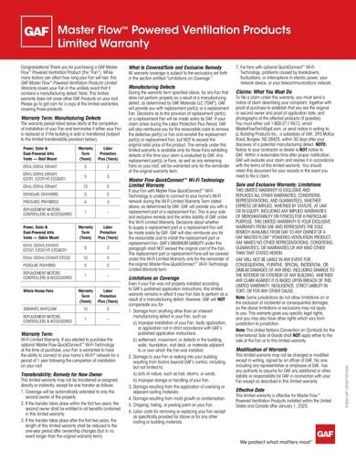 Master Flow Powered Ventilation Products Limited Warranty TRILINGUAL - RESWT189
