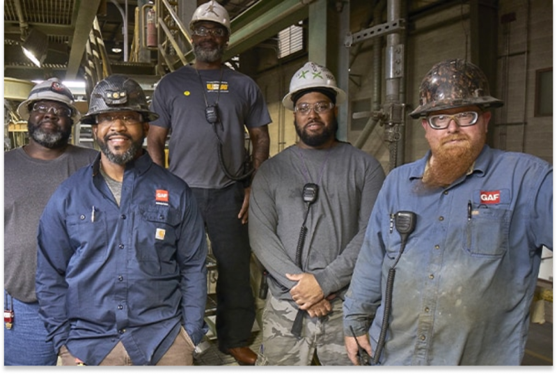 GAF employees at one of our American roofing manufacturing plants