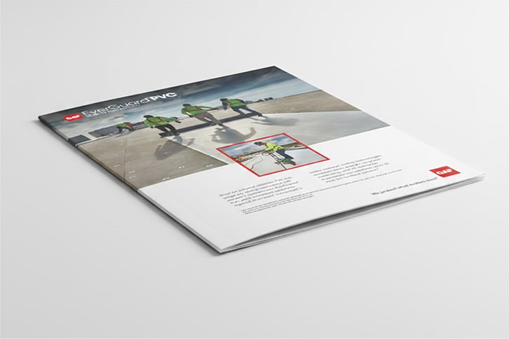 An EverGuard® PVC/PVC KEE product brochure resting on a white surface.