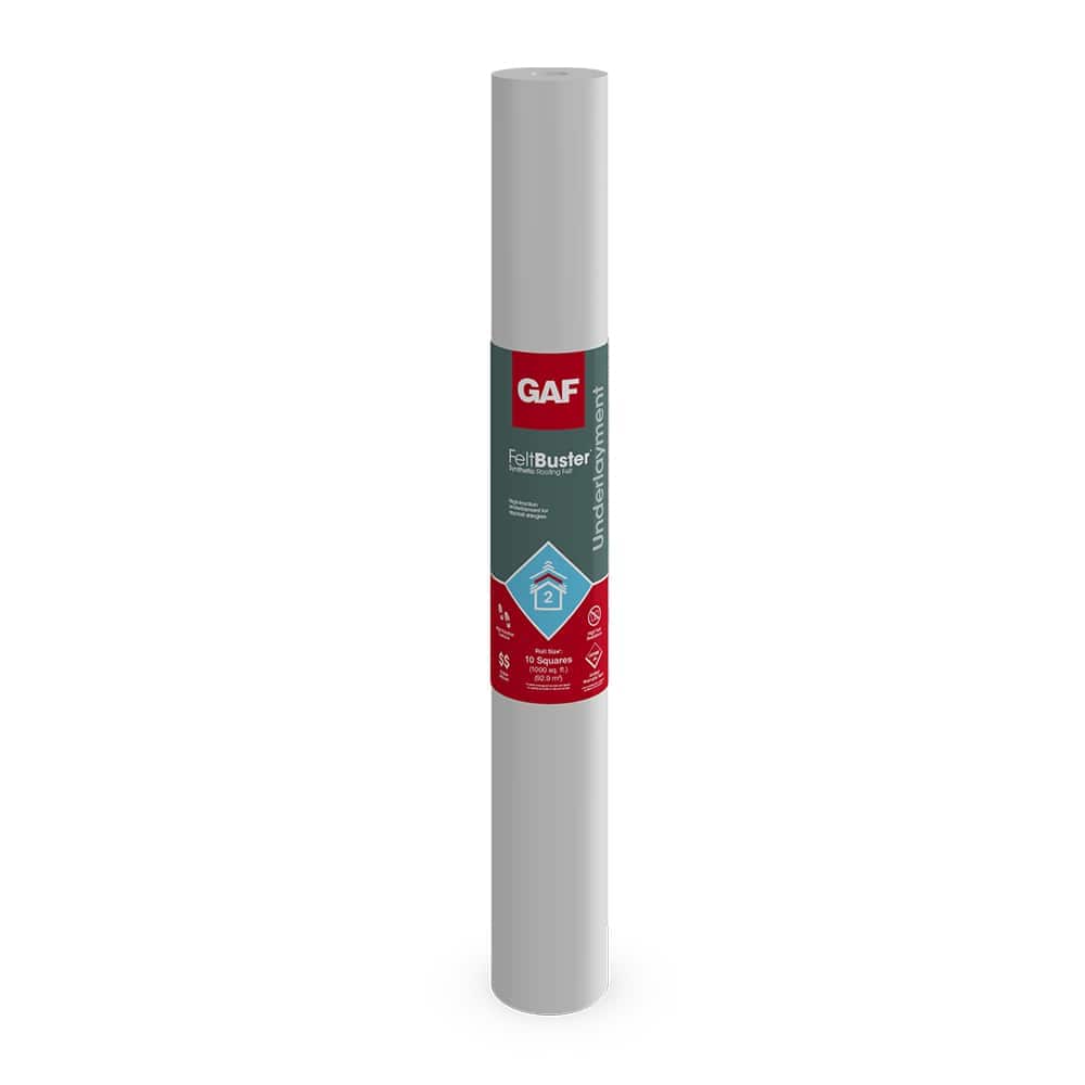Close up of a tube of Felt Buster roof deck protection. 