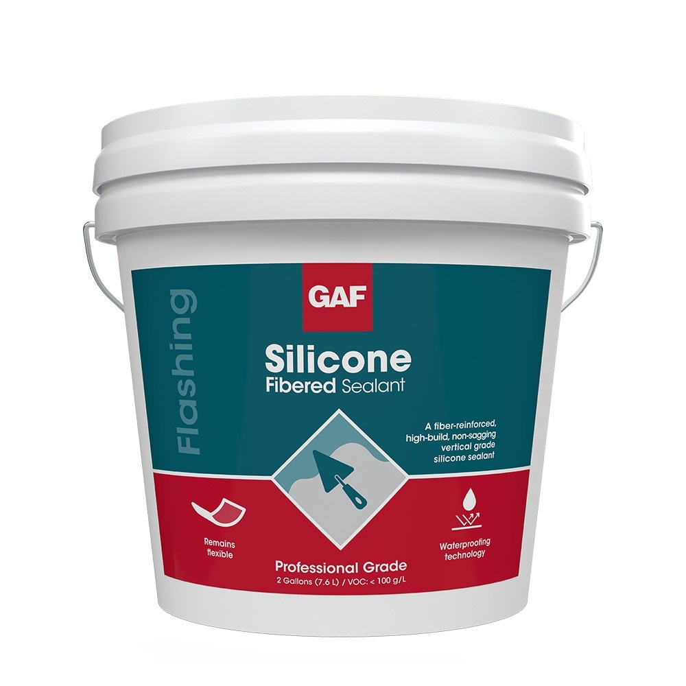 Two gallon bucket of GAF Silicone Fibered Sealant