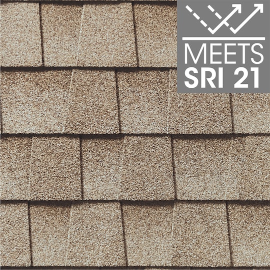 Timberline HDZ roof shingle swatch in Golden Amber color, meets SRI 21
