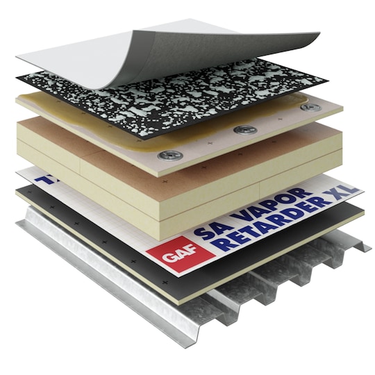 Illustration of a heat welded hybrid system with metal deck