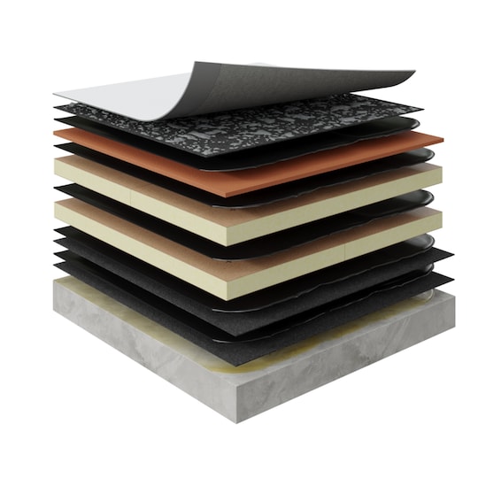 Illustration of a hot asphalt applied structural concrete hybrid system